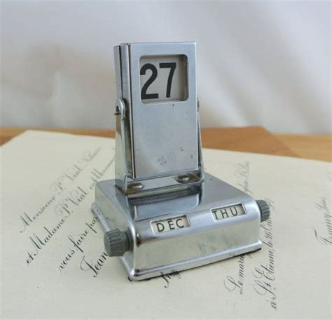 antique gray square metal box flip calendar clock|Vintage Metal Flip Calendar .